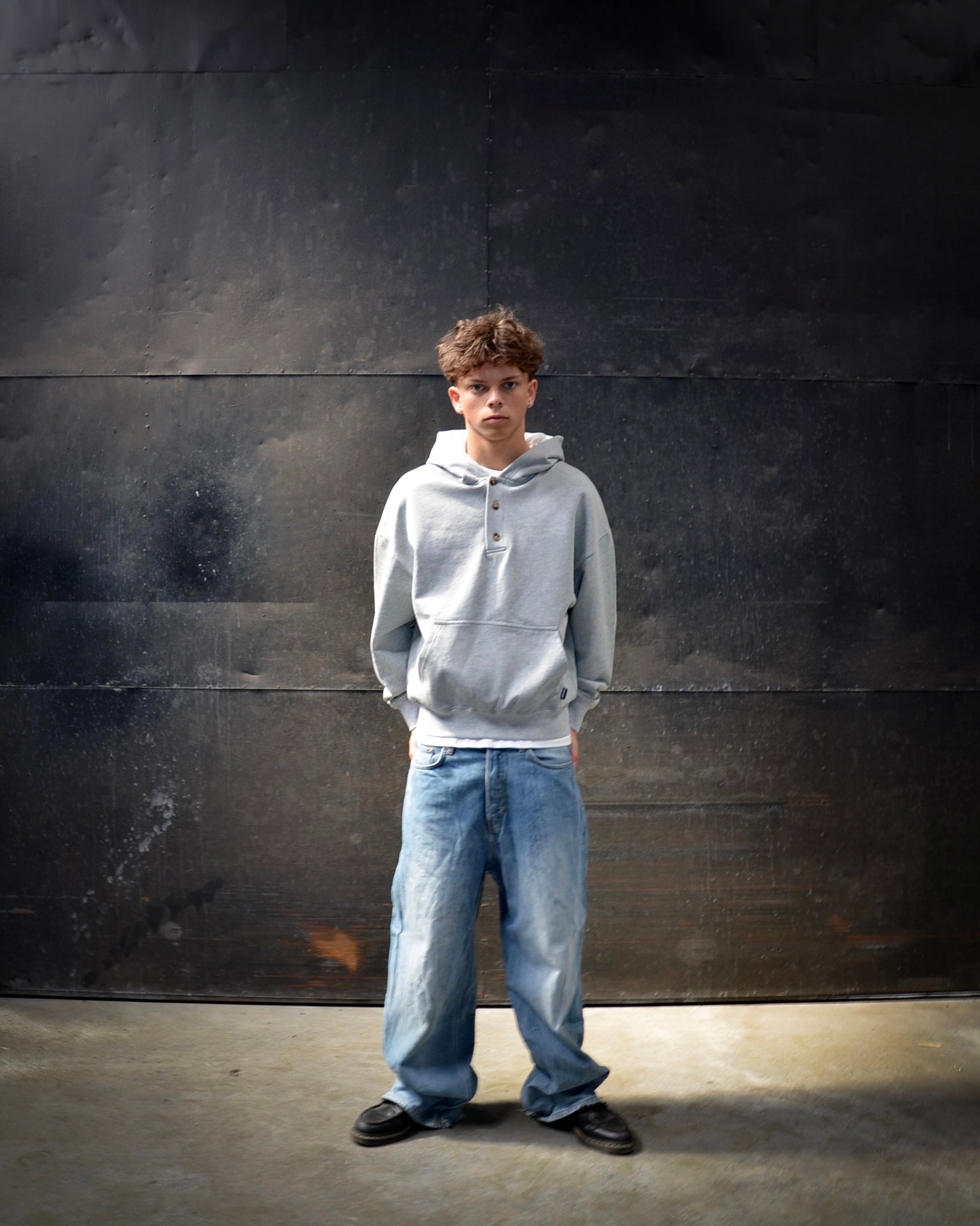 Grey Henley Hoodie – Henches Inc