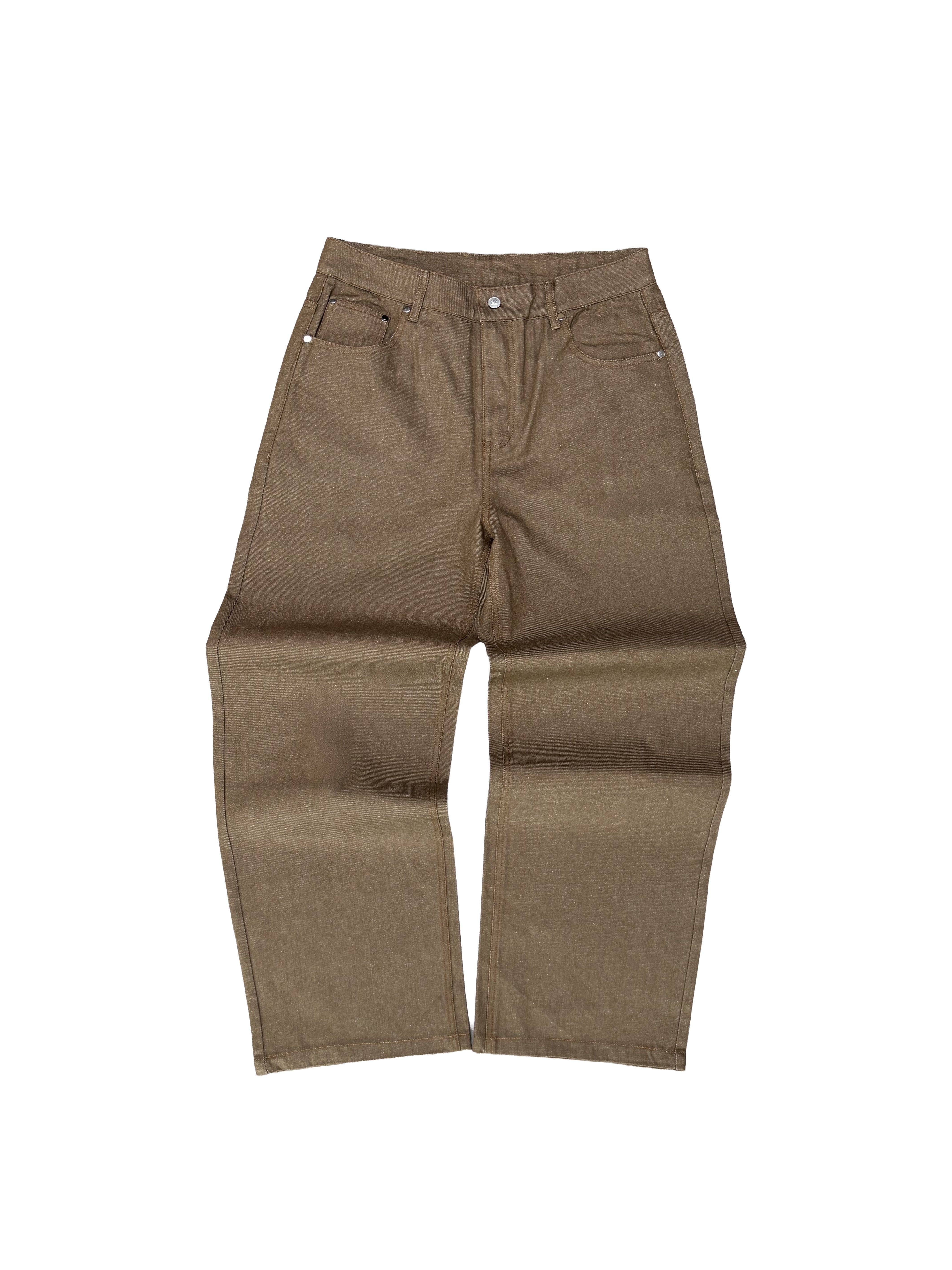 BROWN RAW DENIM JEANS - HENCHES INC