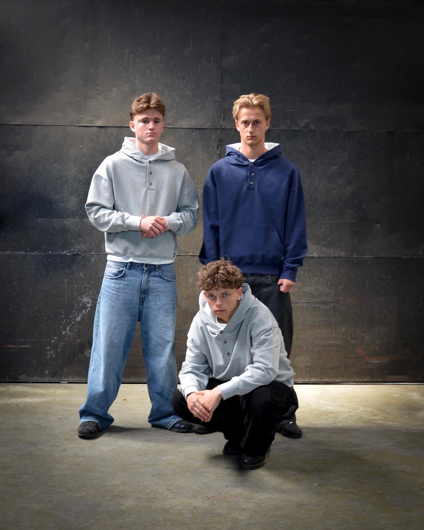 Grey Henley Hoodie – Henches Inc