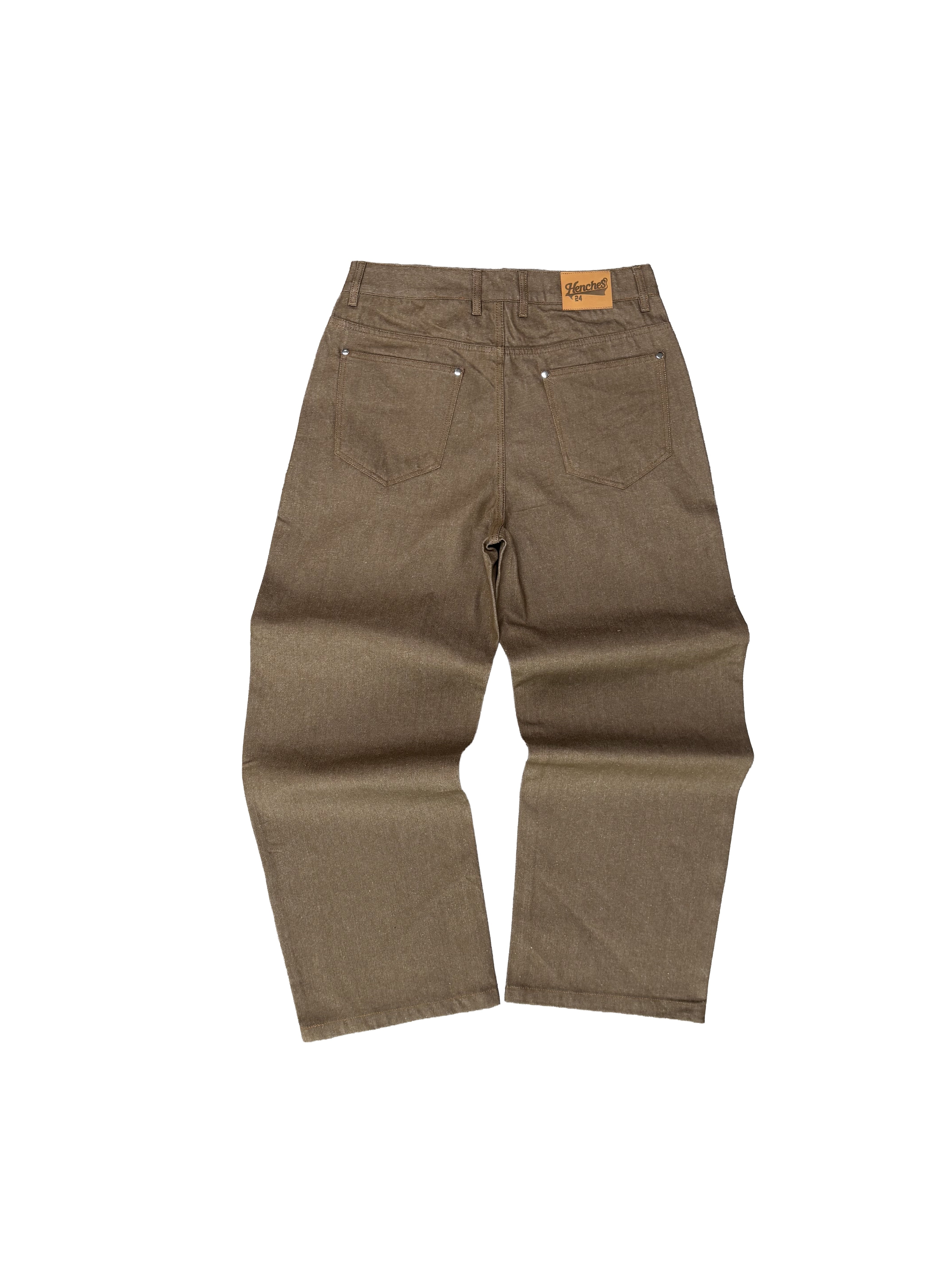 BROWN RAW DENIM JEANS - HENCHES INC