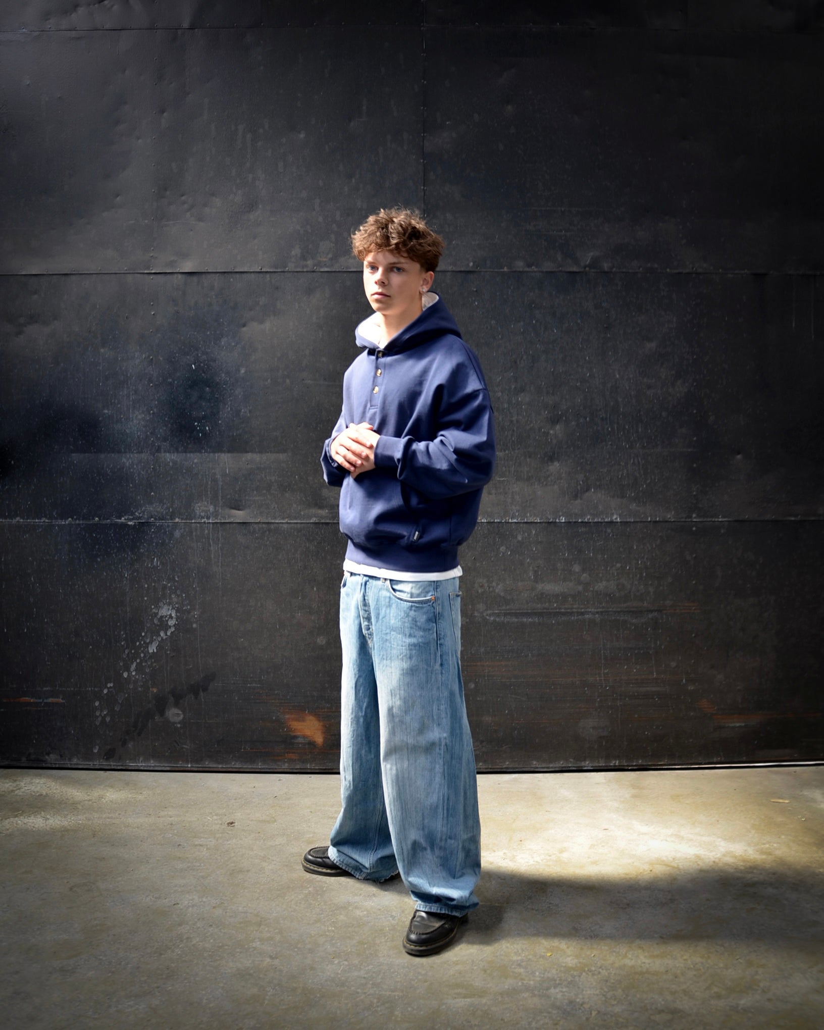 Navy Henley Hoodie – Henches Inc