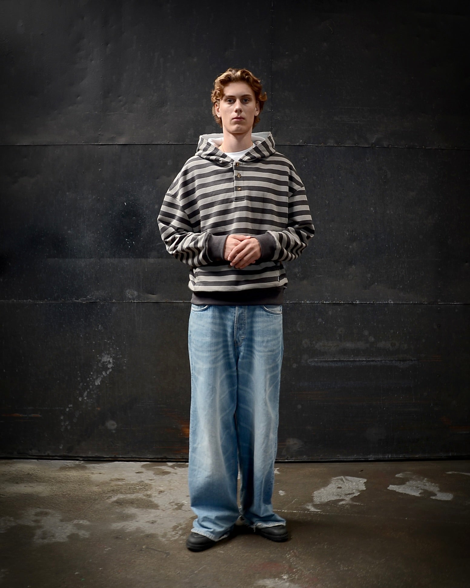 STRIPED HENLEY HOODIE - HENCHES INC