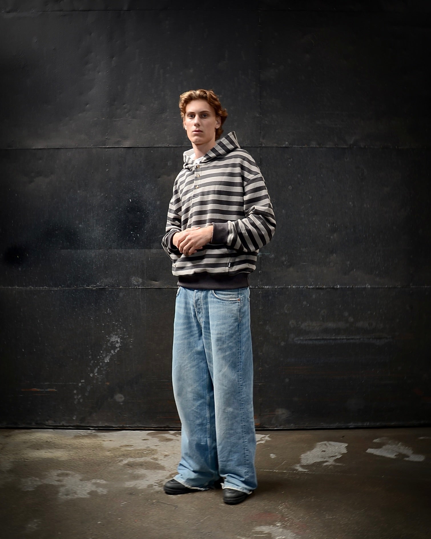 STRIPED HENLEY HOODIE - HENCHES INC